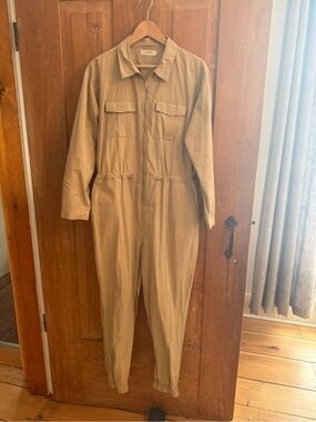 Utility Zip-Front Jumpsuit in Khaki